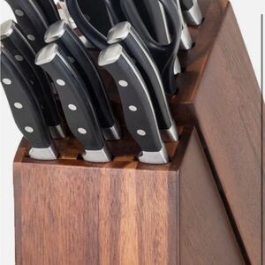 Viking 15 pc forged steel Elegant Knife Block Set with Black and Silver Handles